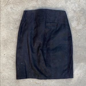 Black High Waisted Leather Pencil Skirt | 6